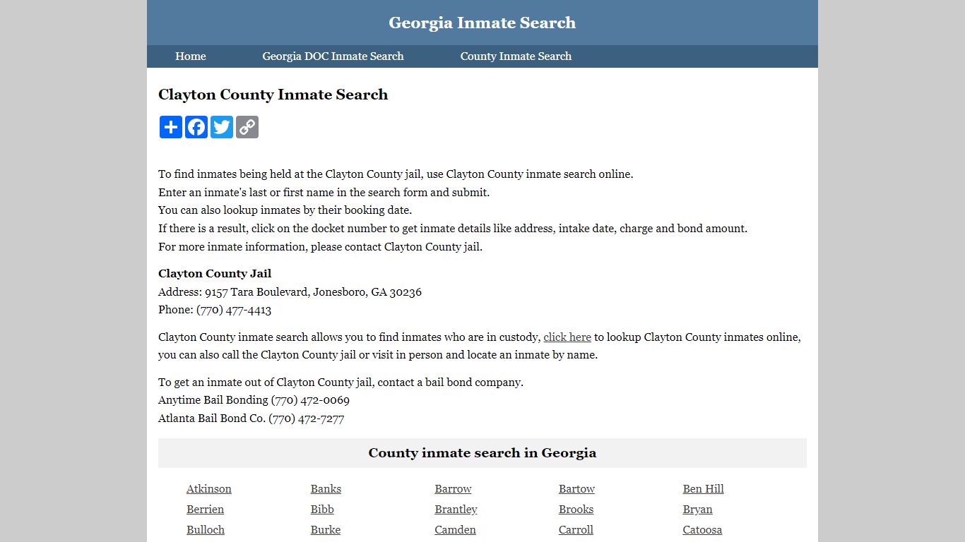 Clayton County Inmate Search