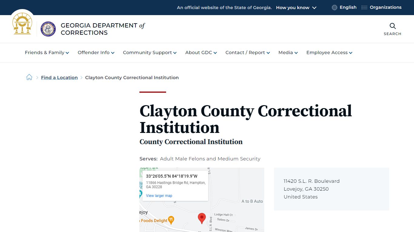 Clayton County Correctional Institution | Georgia Department of Corrections